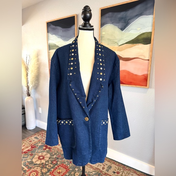 Vintage Danielle Denim Blazer with Studs and Gems - Picture 2 of 11